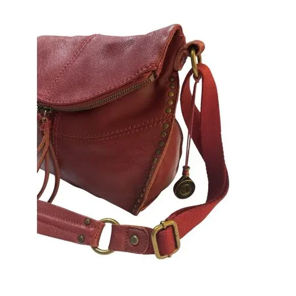 The Sak Silverlake Red Leather Crossbody Shoulder Bag Studs Boho Moto Fob Charm - Picture 5 of 16